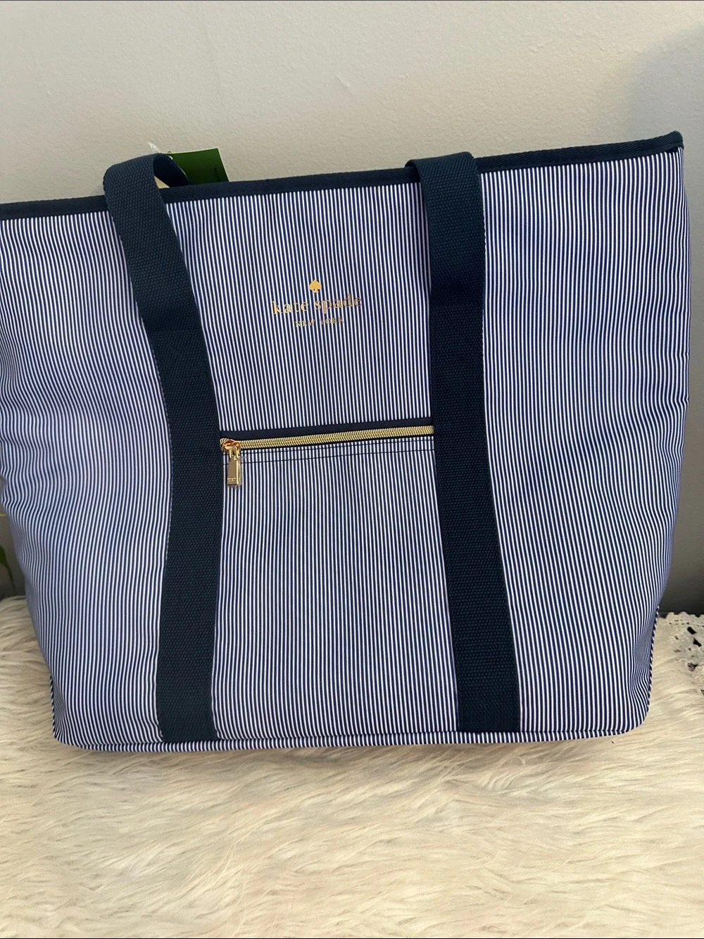 Nwt Kate spade blue stripe cooler tote bag